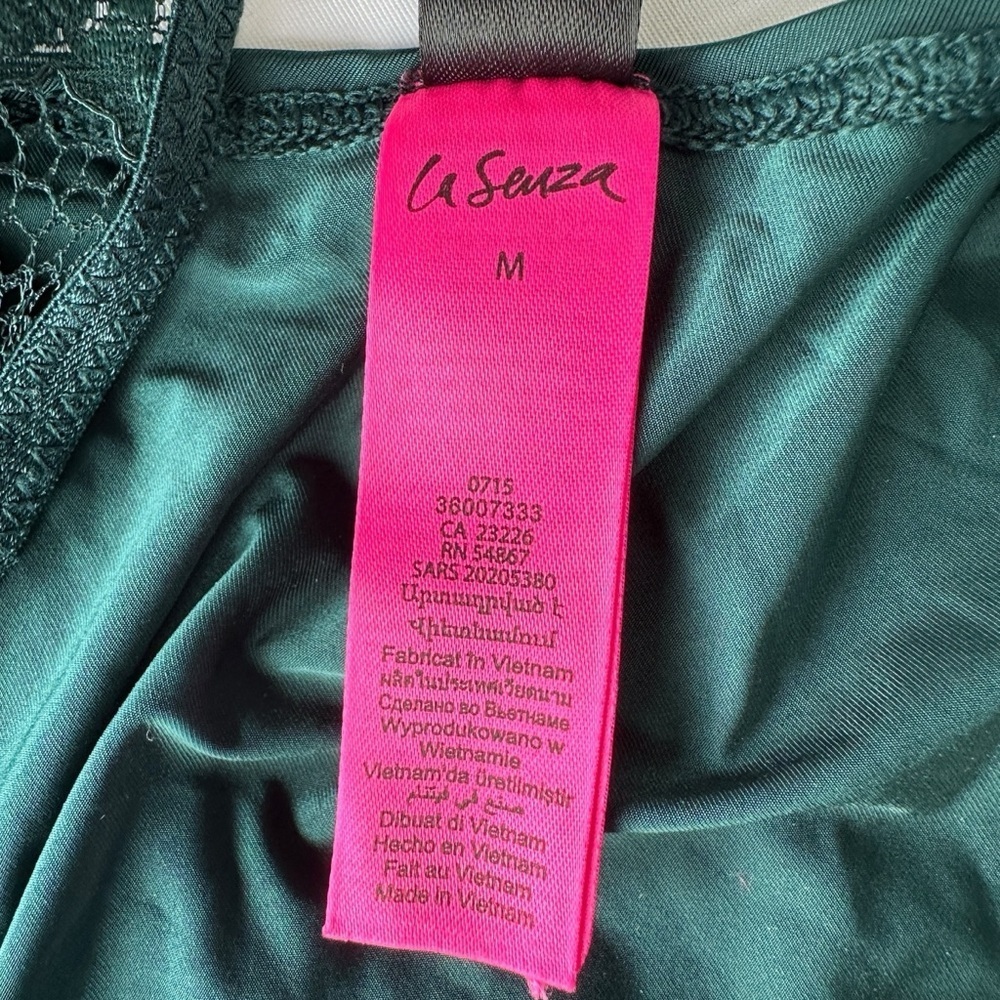 LA SENZA BABYDOLL CAMI TOP WOMENS M DARK GREEN SHEER LACE BRA SEXY LINGERIE - Picture 13 of 15